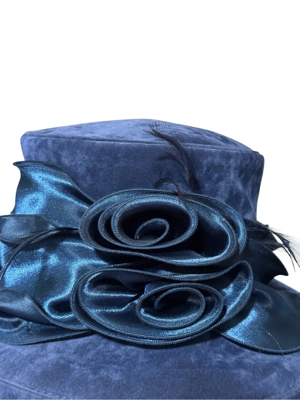 NWOT Elegant Navy Women's Dress Hat with Satin Rosette